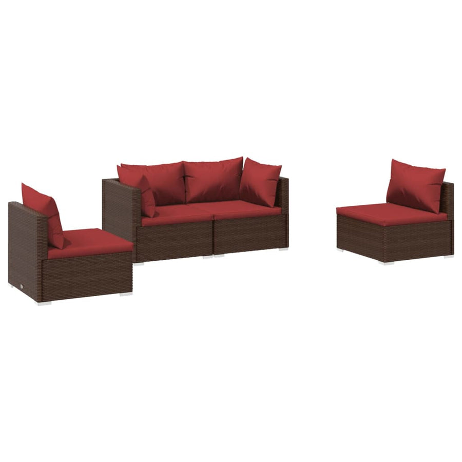 4-Delige Loungeset Met Kussens Poly Rattan 1