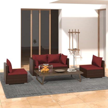 4-Delige Loungeset Met Kussens Poly Rattan 1