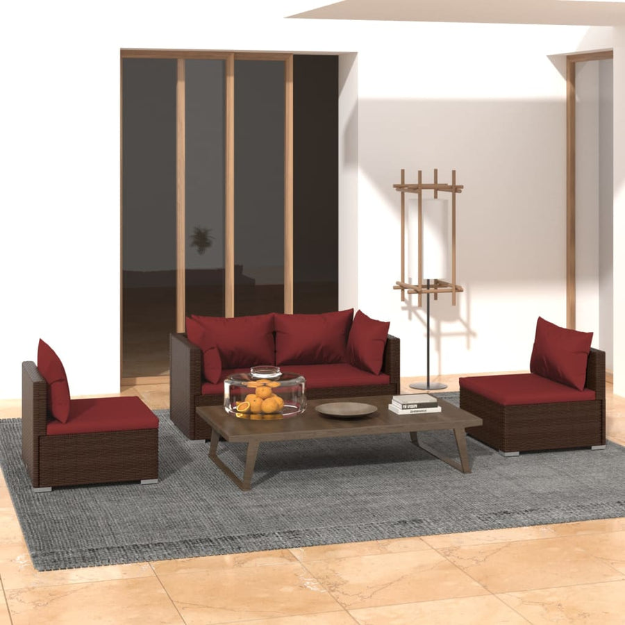 4-Delige Loungeset Met Kussens Poly Rattan 1