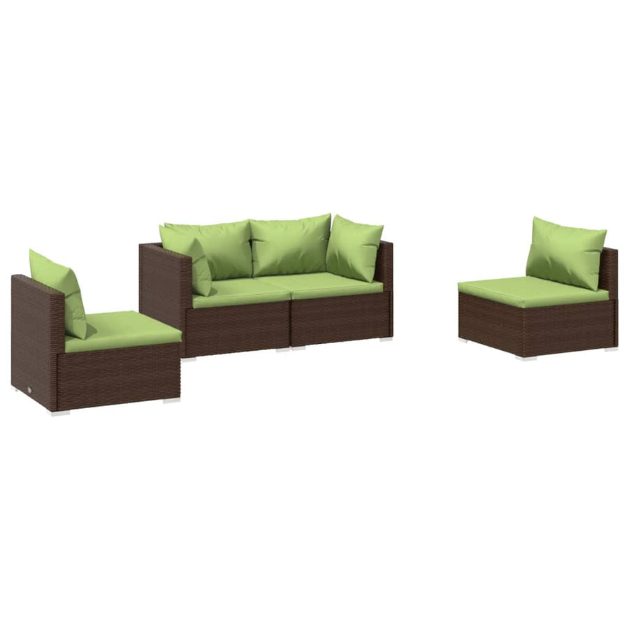 4-Delige Loungeset Met Kussens Poly Rattan 1