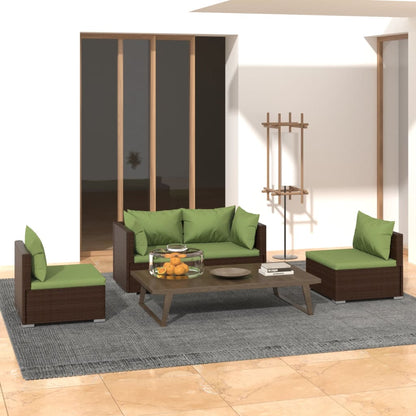 4-Delige Loungeset Met Kussens Poly Rattan 1