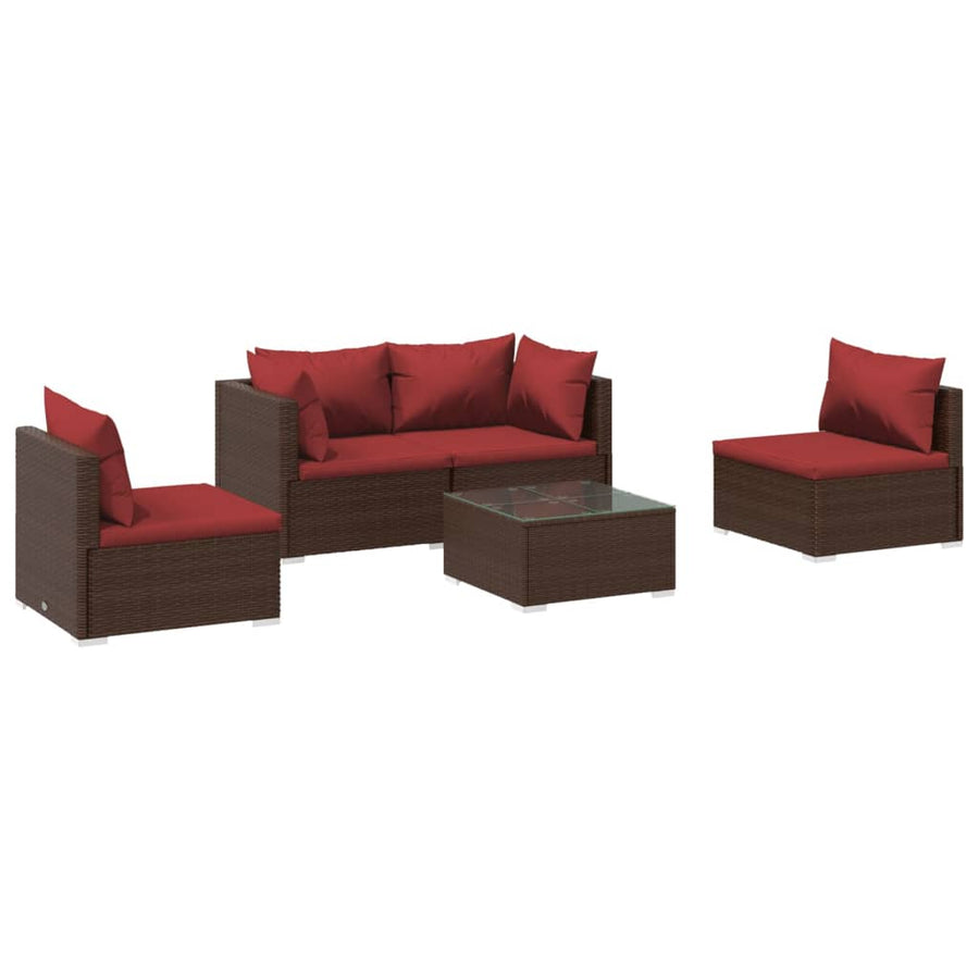 5-Delige Loungeset Met Kussens Poly Rattan 1