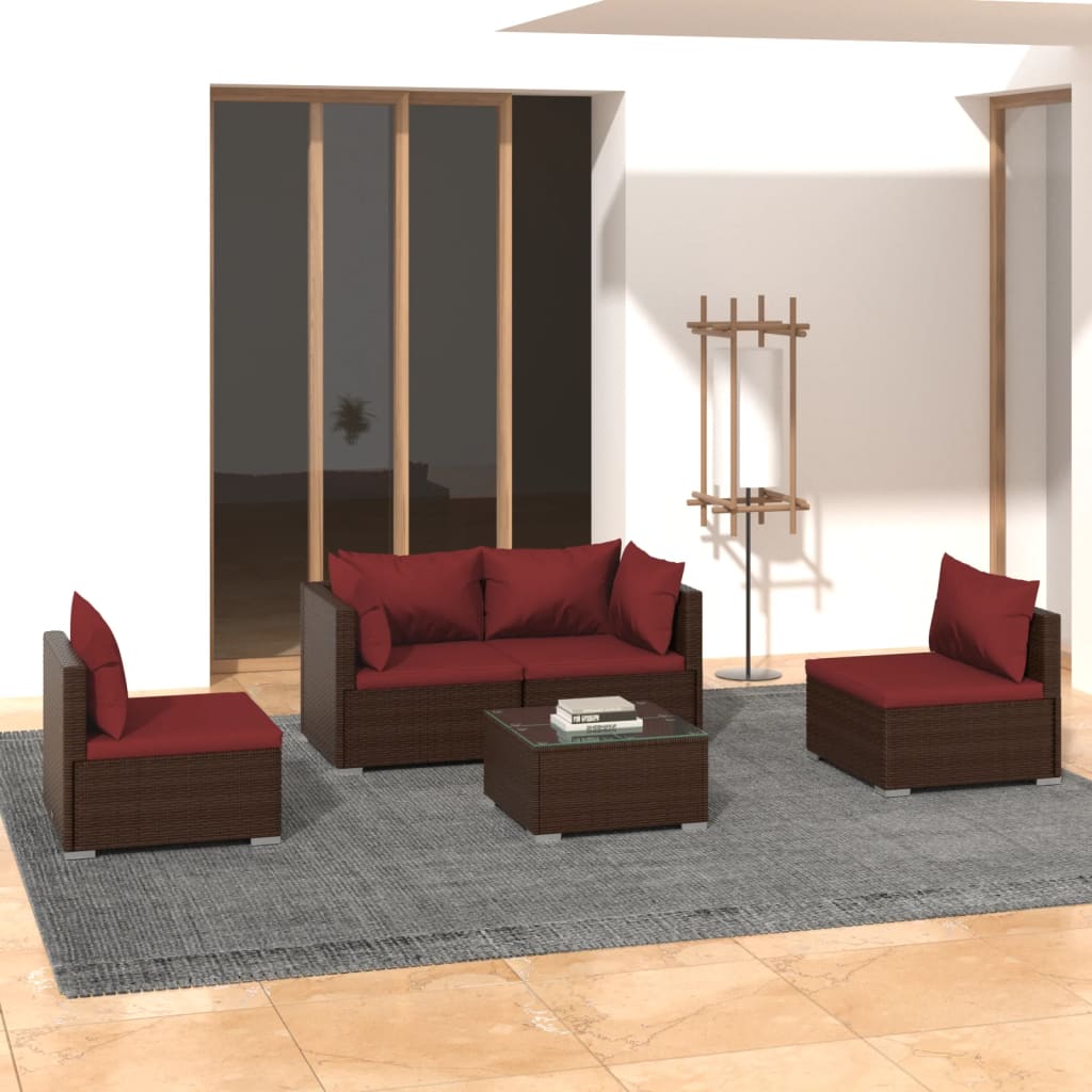 5-Delige Loungeset Met Kussens Poly Rattan 1