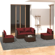 Loungeset 5-delig poly rattan bruin