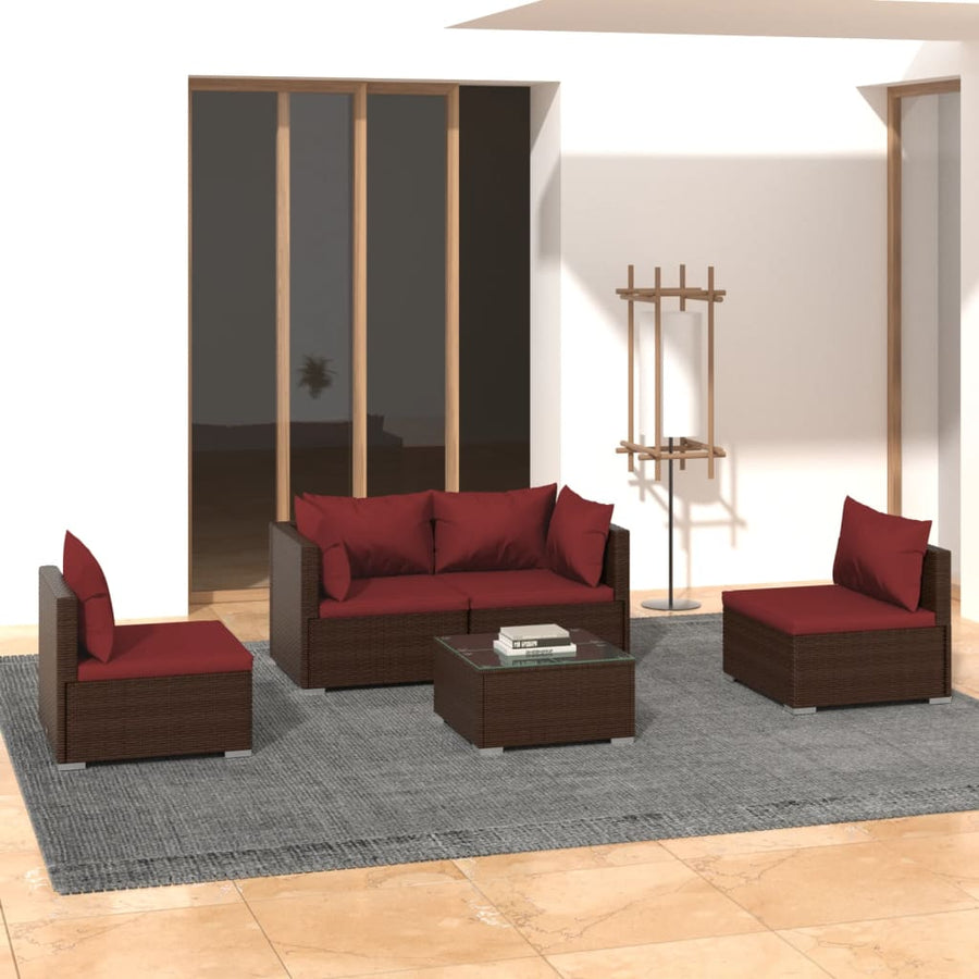 5-Delige Loungeset Met Kussens Poly Rattan 1