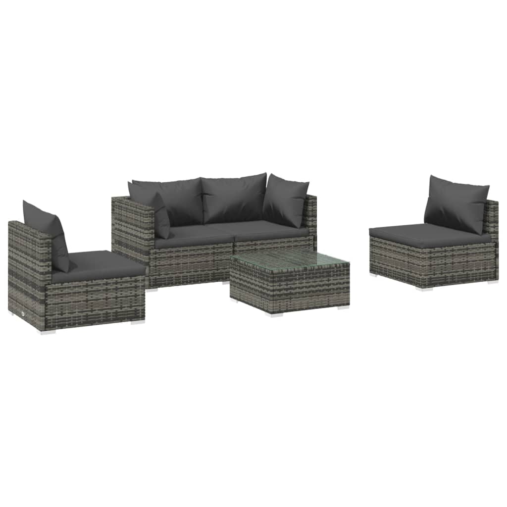 5-Delige Loungeset Met Kussens Poly Rattan 1