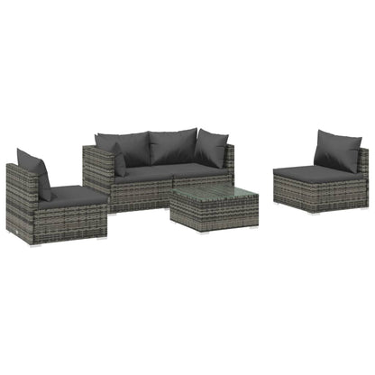 5-Delige Loungeset Met Kussens Poly Rattan 1
