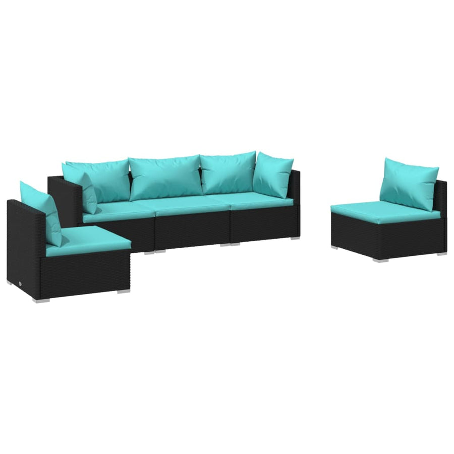5-Delige Loungeset Met Kussens Poly Rattan 1