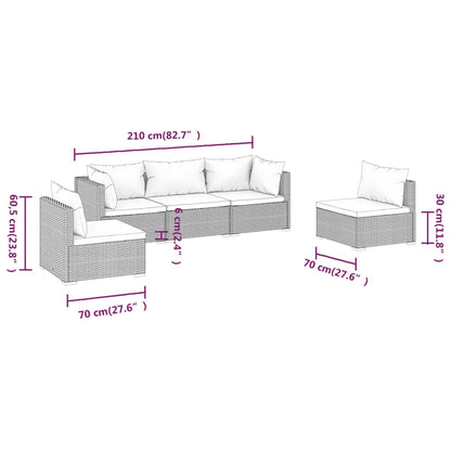 5-Delige Loungeset Met Kussens Poly Rattan 1
