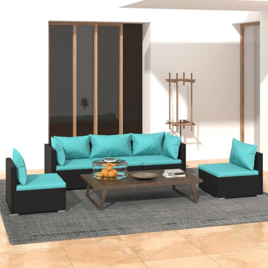 5-Delige Loungeset Met Kussens Poly Rattan 1