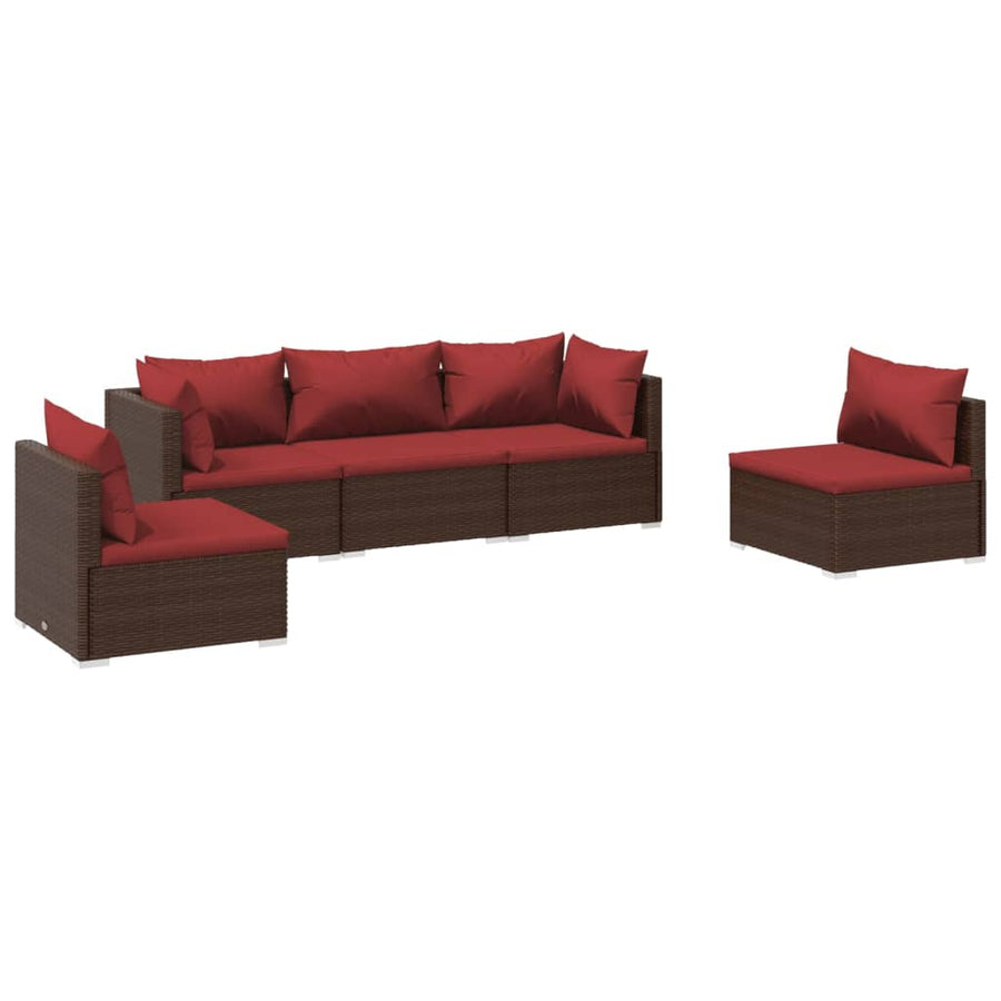 5-Delige Loungeset Met Kussens Poly Rattan 1