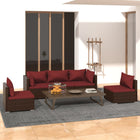 Loungeset 5-delig poly rattan bruin met kussens