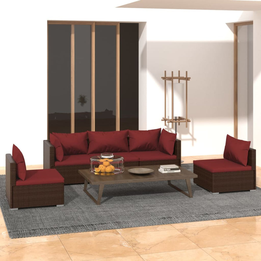 5-Delige Loungeset Met Kussens Poly Rattan 1