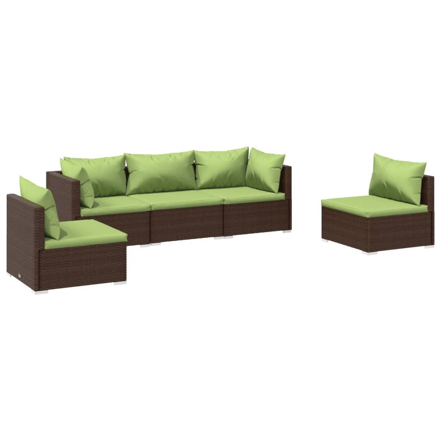 5-Delige Loungeset Met Kussens Poly Rattan 1