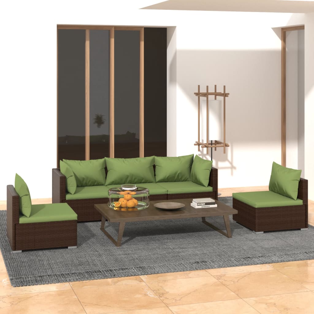 5-Delige Loungeset Met Kussens Poly Rattan 1