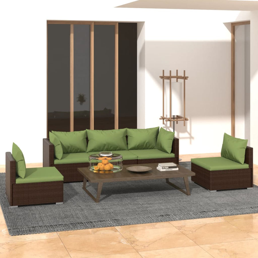 5-Delige Loungeset Met Kussens Poly Rattan 1