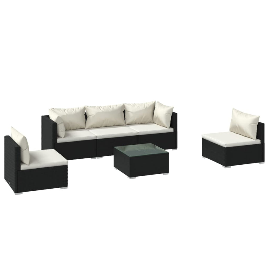 6-Delige Loungeset Met Kussens Poly Rattan 1