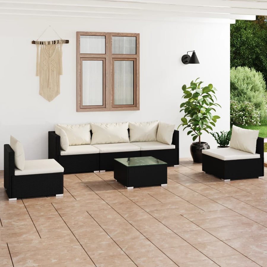 6-Delige Loungeset Met Kussens Poly Rattan 1