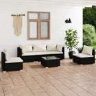 Loungeset 6-delig poly rattan zwart crème