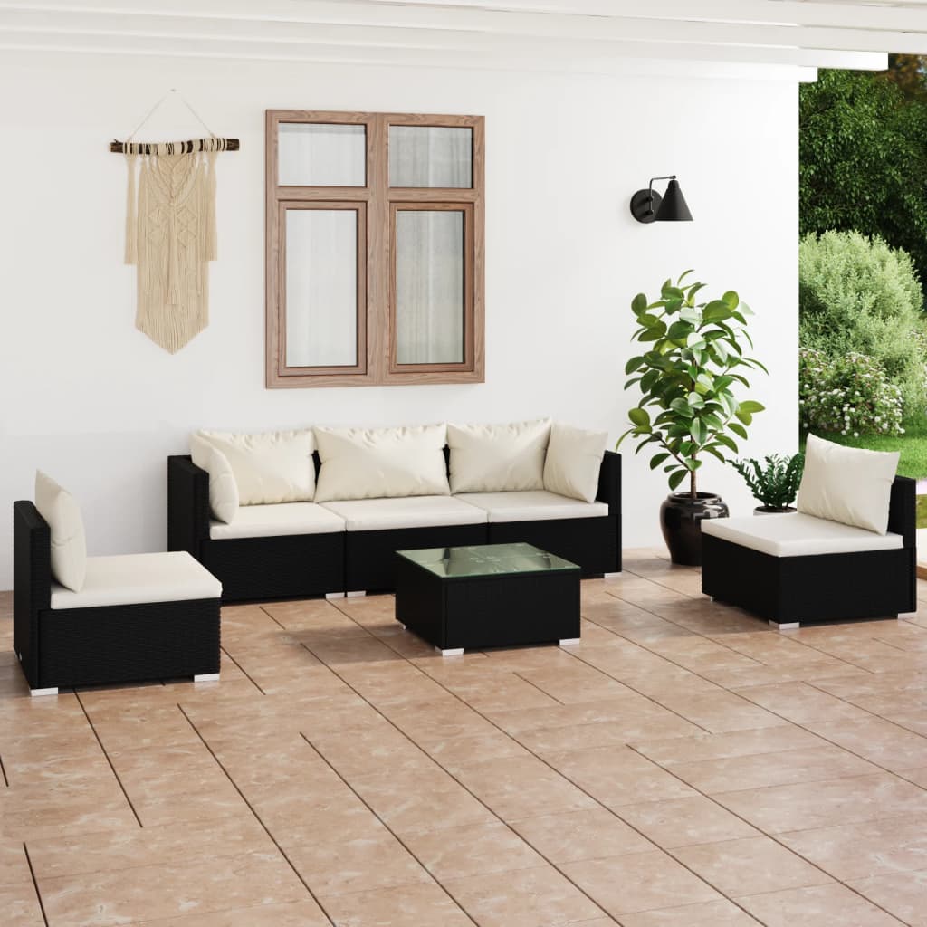 6-Delige Loungeset Met Kussens Poly Rattan 1