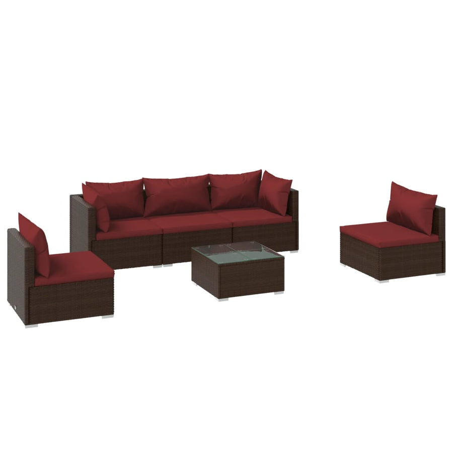 6-Delige Loungeset Met Kussens Poly Rattan 1