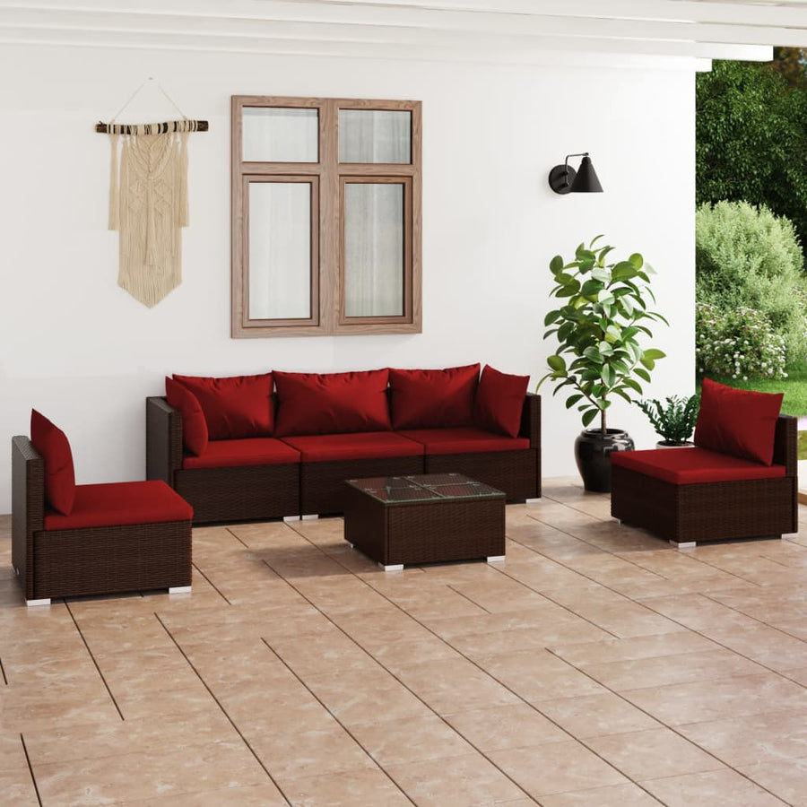6-Delige Loungeset Met Kussens Poly Rattan 1