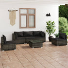 Loungeset 6-delig poly rattan grijs