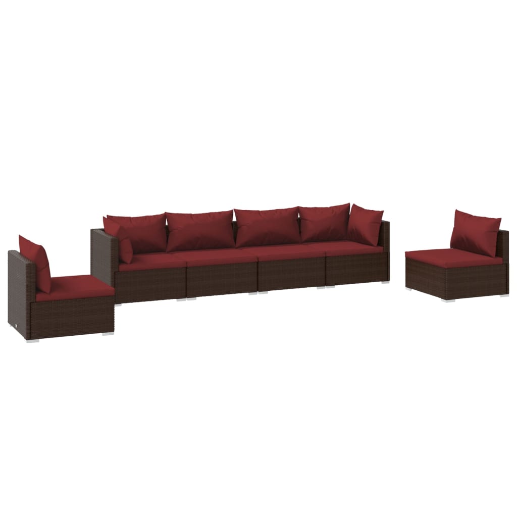 6-Delige Loungeset Met Kussens Poly Rattan 1