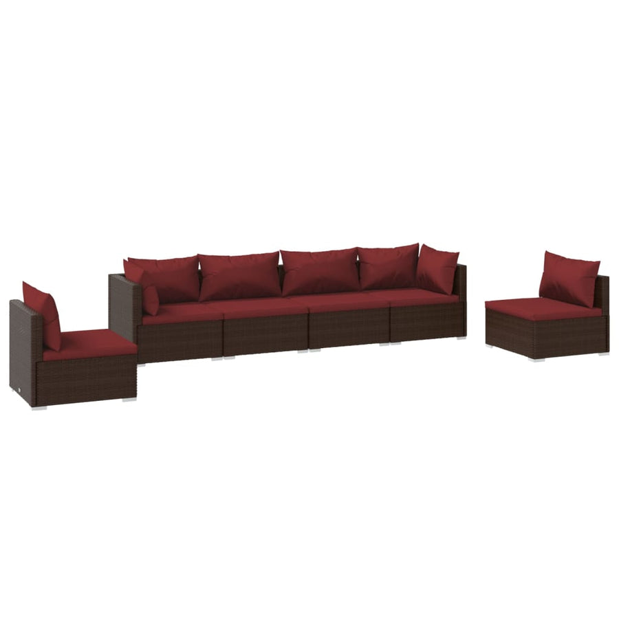6-Delige Loungeset Met Kussens Poly Rattan 1