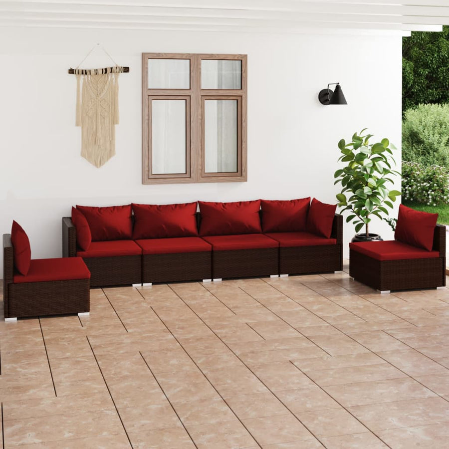 6-Delige Loungeset Met Kussens Poly Rattan 1
