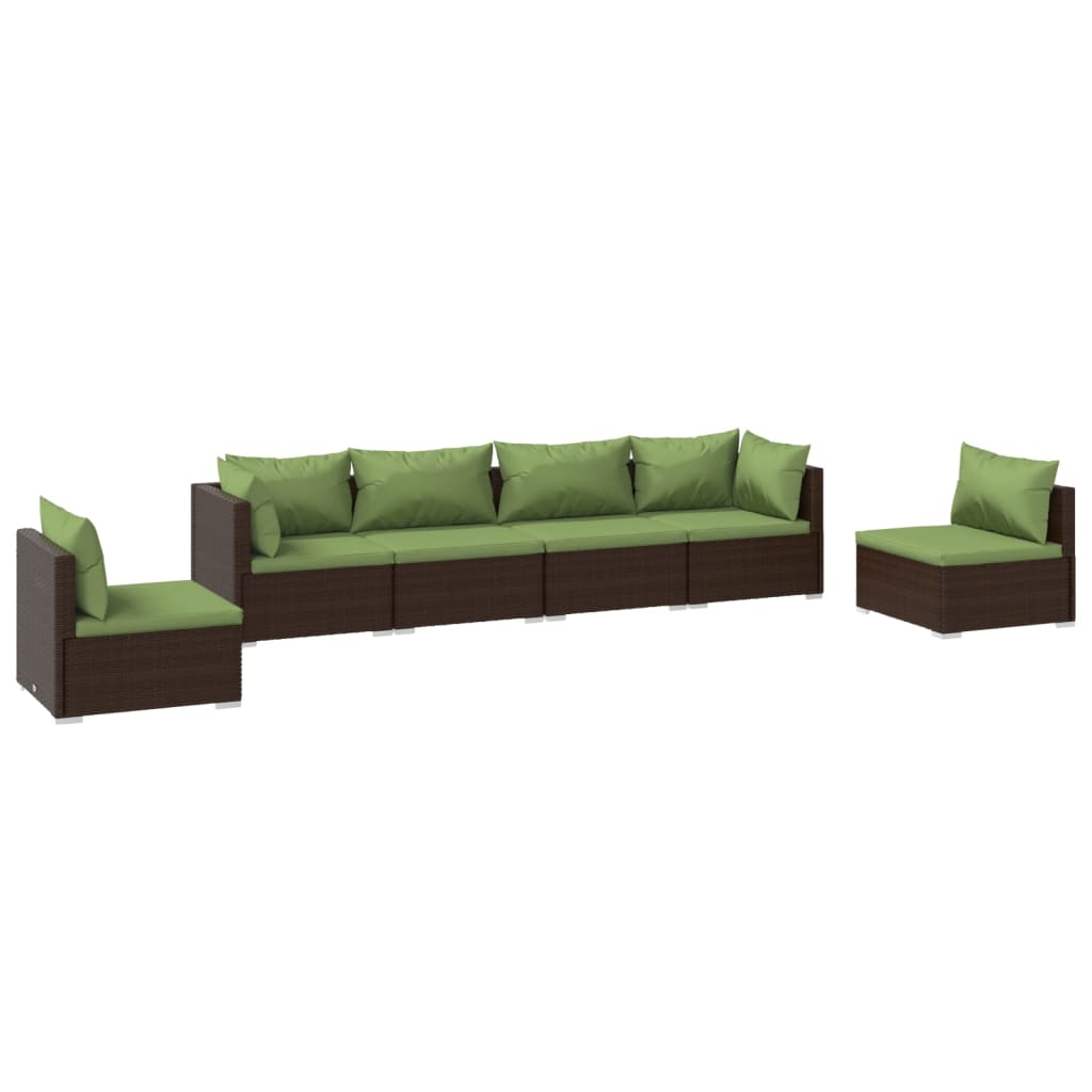 6-Delige Loungeset Met Kussens Poly Rattan 1