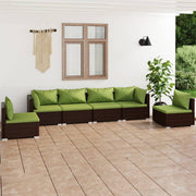 Loungeset 6-delig poly rattan bruin