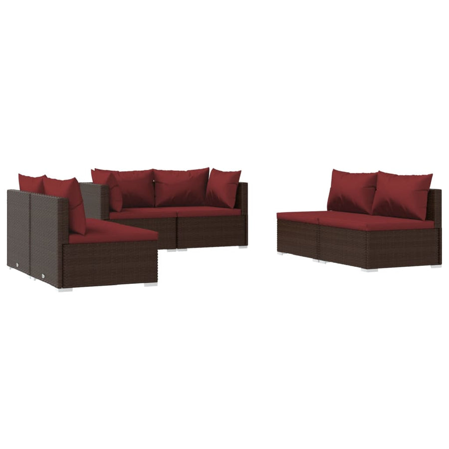 6-Delige Loungeset Met Kussens Poly Rattan 1
