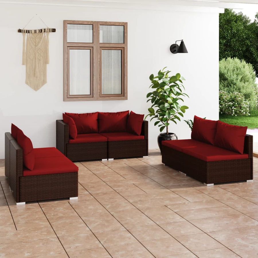 6-Delige Loungeset Met Kussens Poly Rattan 1