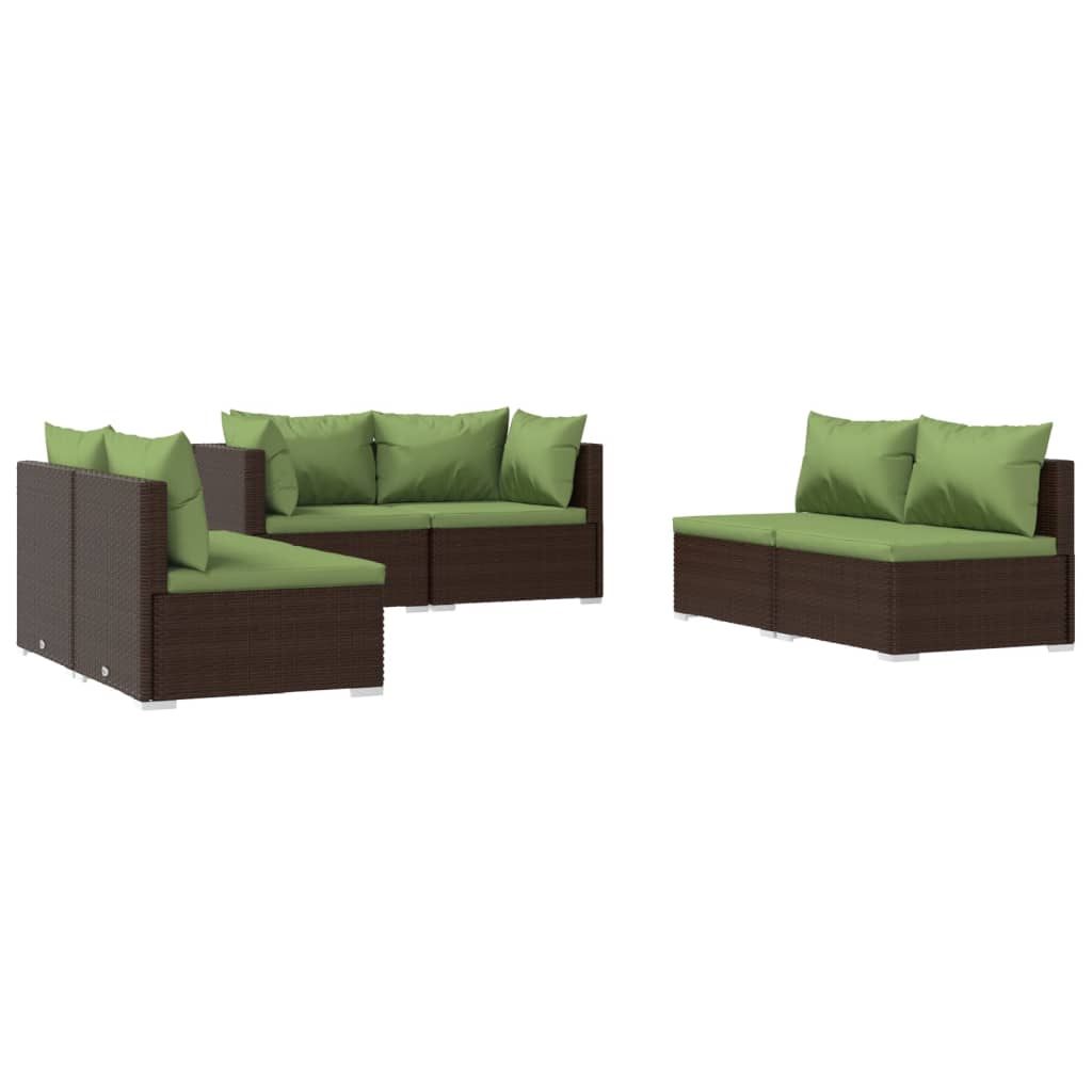 6-Delige Loungeset Met Kussens Poly Rattan 1