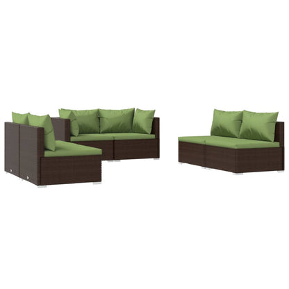 6-Delige Loungeset Met Kussens Poly Rattan 1
