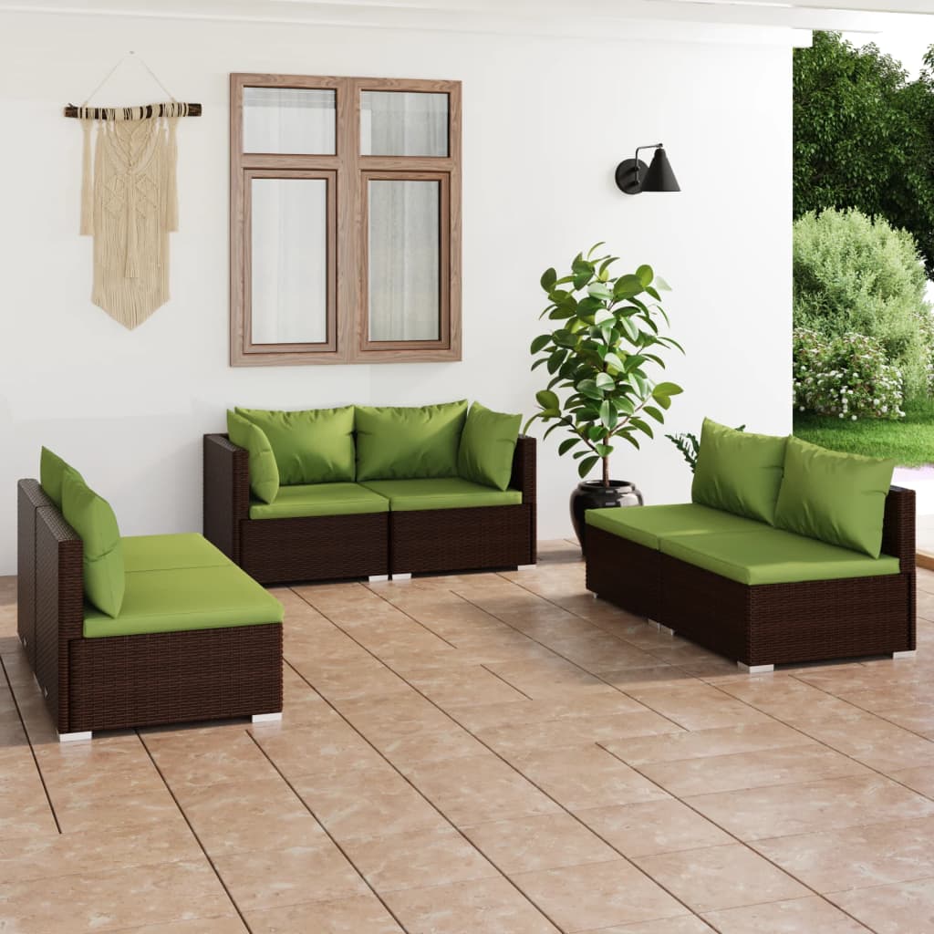 6-Delige Loungeset Met Kussens Poly Rattan 1