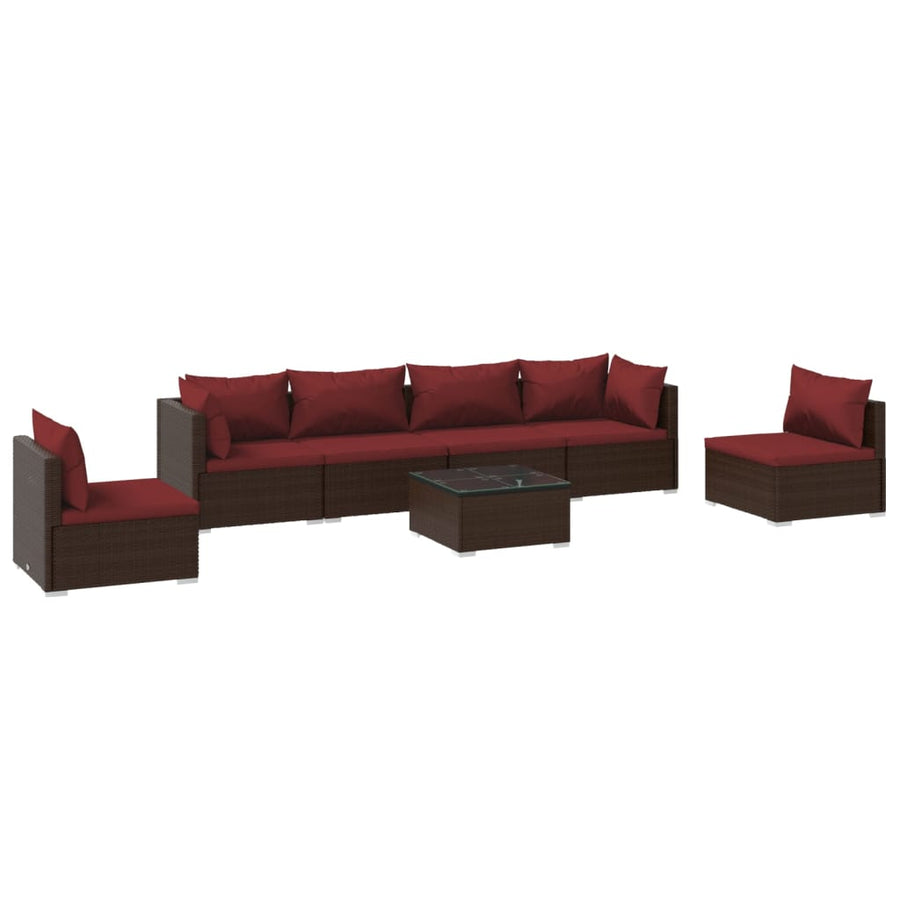 7-Delige Loungeset Met Kussens Poly Rattan 1