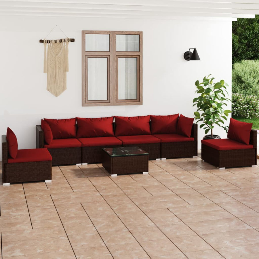 7-Delige Loungeset Met Kussens Poly Rattan 1