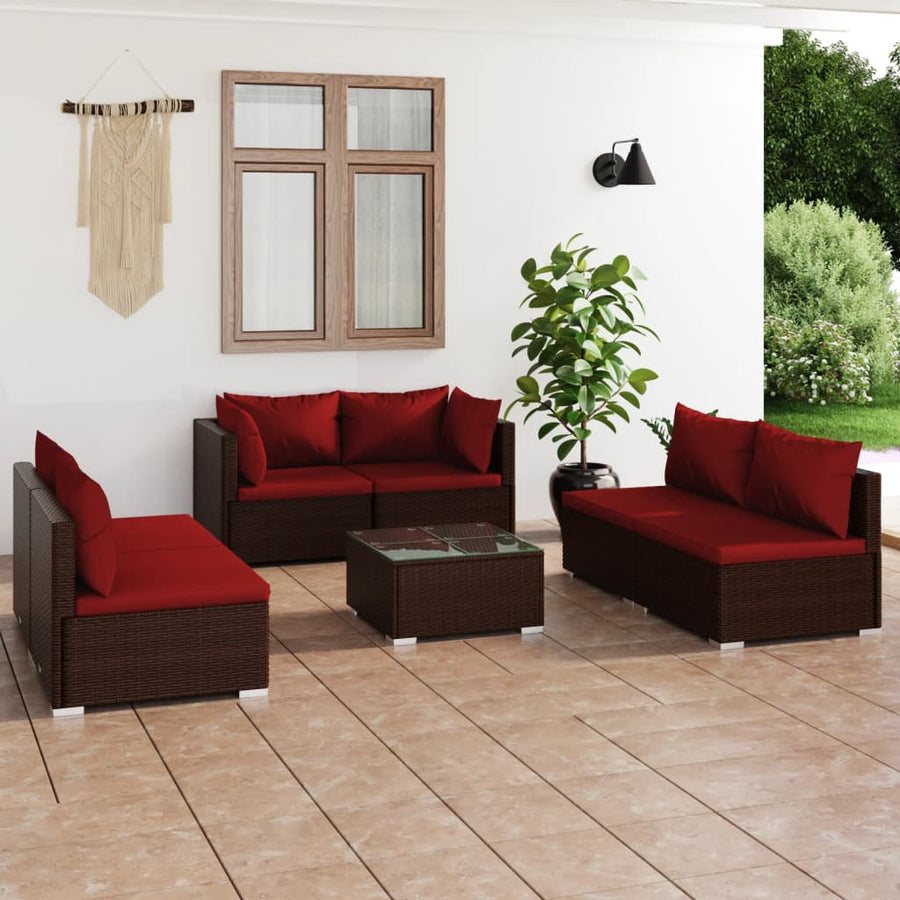 7-Delige Loungeset Met Kussens Poly Rattan 1
