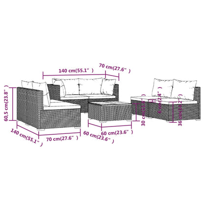 7-Delige Loungeset Met Kussens Poly Rattan 1