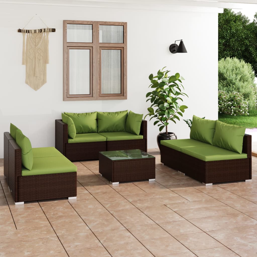 7-Delige Loungeset Met Kussens Poly Rattan 1