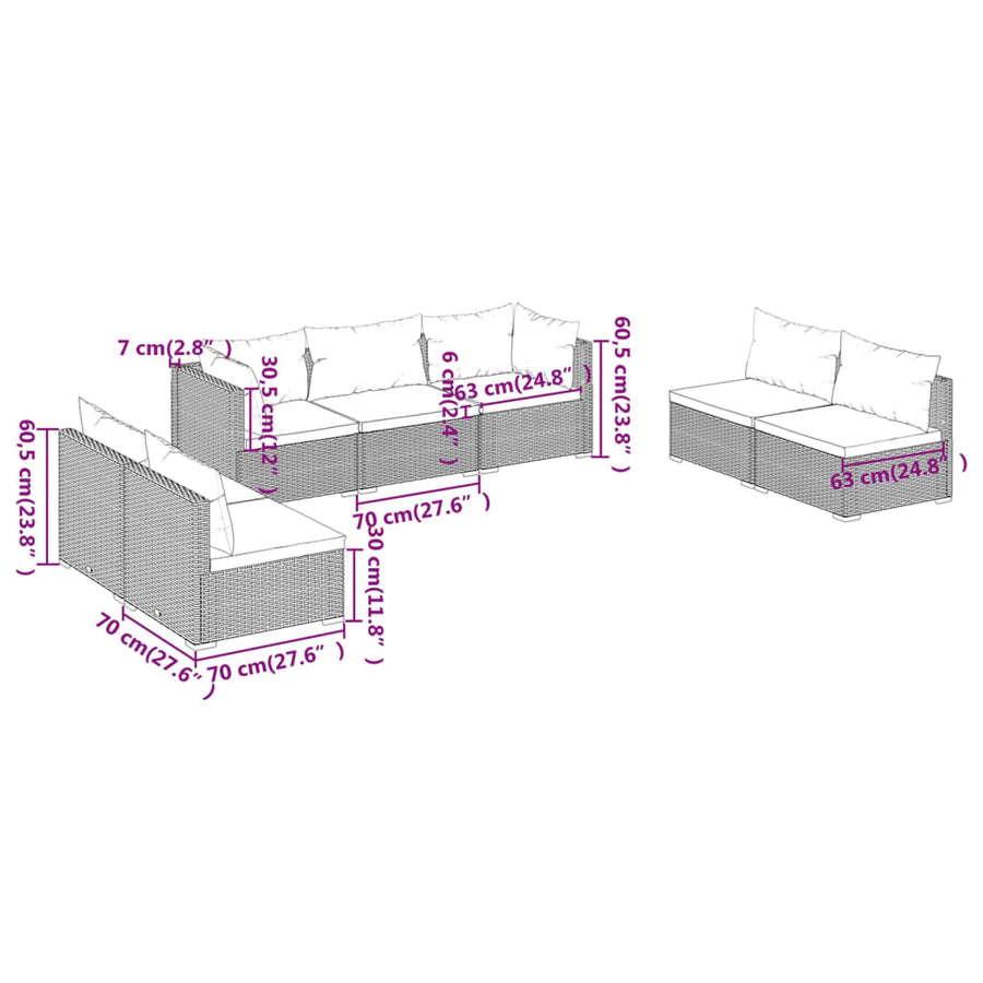 7-Delige Loungeset Met Kussens Poly Rattan 1