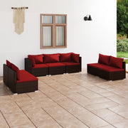 Loungeset 7-delig poly rattan bruin
