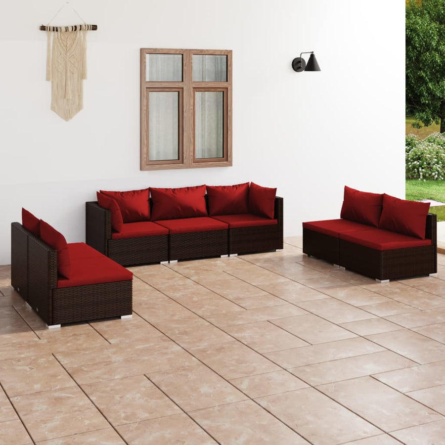 7-Delige Loungeset Met Kussens Poly Rattan 1