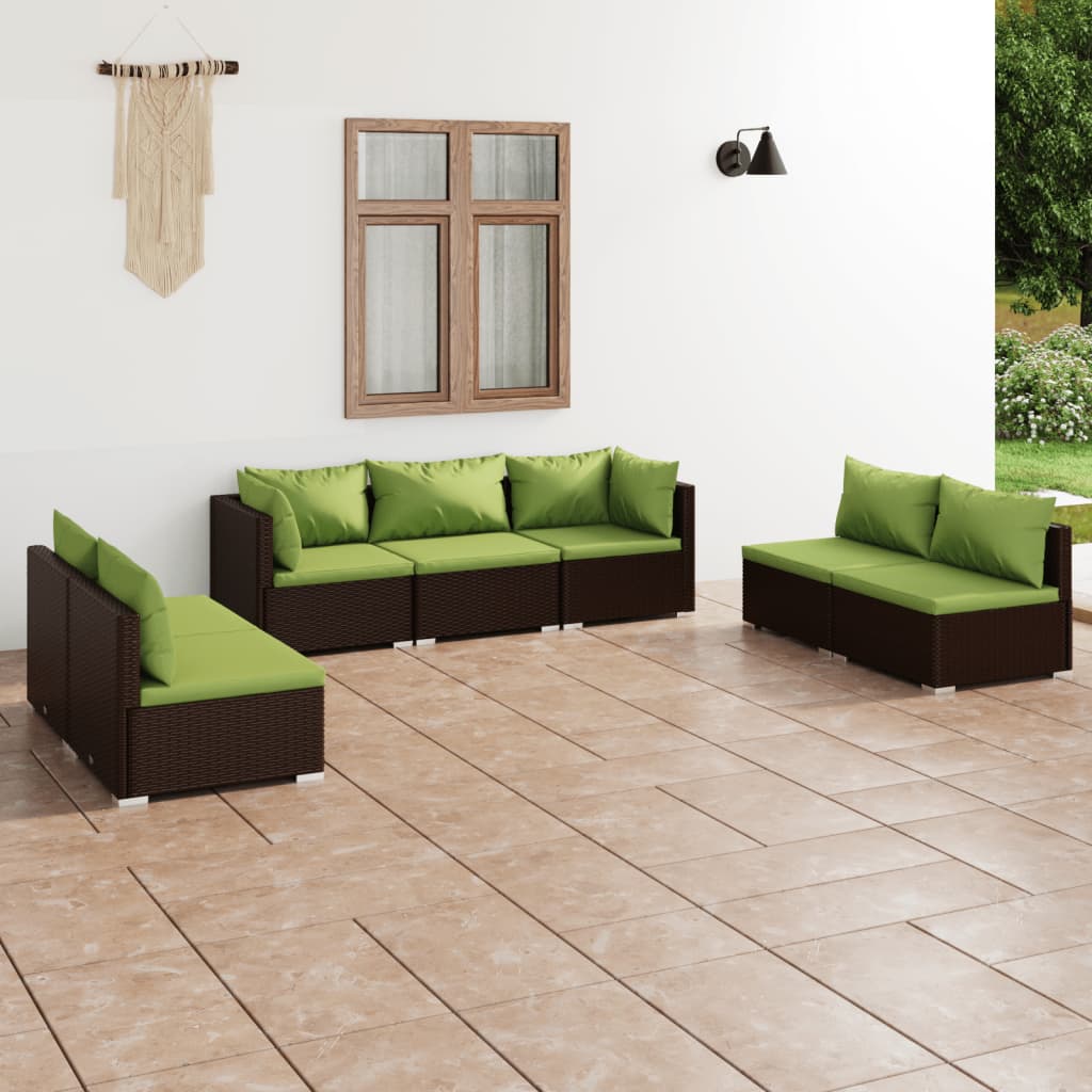 7-Delige Loungeset Met Kussens Poly Rattan 1
