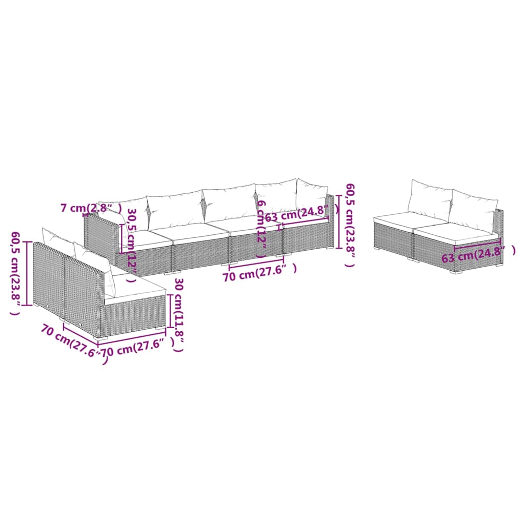8-Delige Loungeset Met Kussens Poly Rattan 1