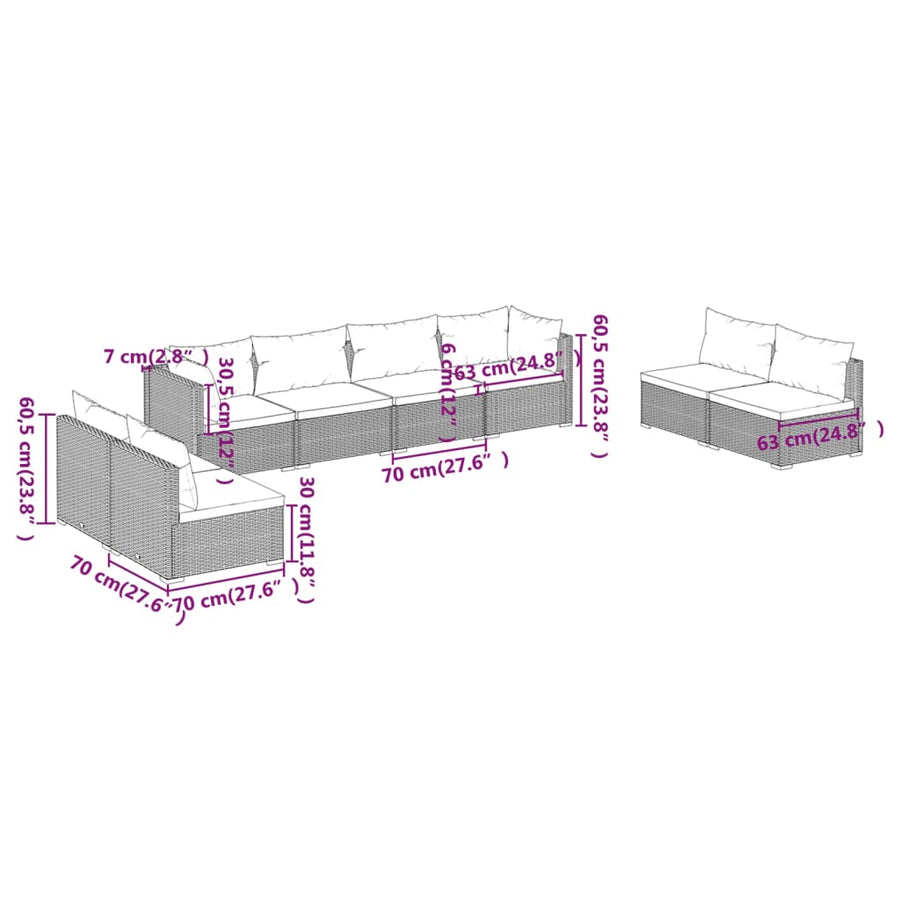 8-Delige Loungeset Met Kussens Poly Rattan 1