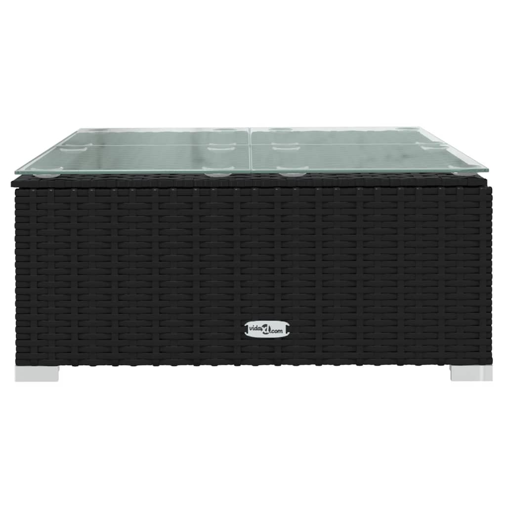 9-delige Loungeset met kussens poly rattan zwart