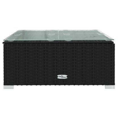 9-delige Loungeset met kussens poly rattan zwart